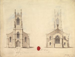 Design för den föreslagna kyrkan i Middlesborough, 1837