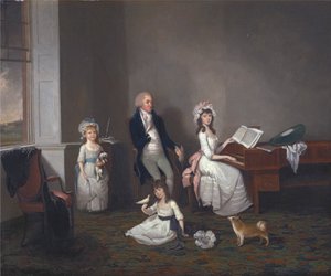 John Richard Comyns från Hylands, Essex, med sina döttrar