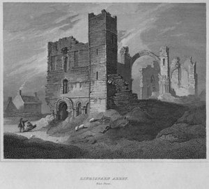 Lindisfarne Abbey. Västfronten, 1814 av John Greig