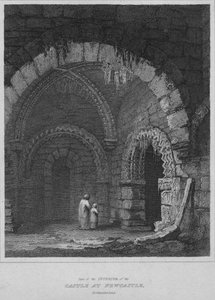 En del av det inre av slottet i Newcastle, Northumberland, 1814
