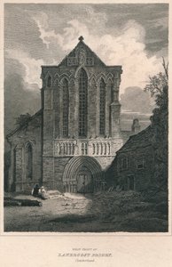 Västra fronten av Lanercost Priory. Cumberland, 1814 av John Greig