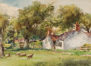 Springtime, Laceby Common (wc på papper) av John Guttridge Sykes