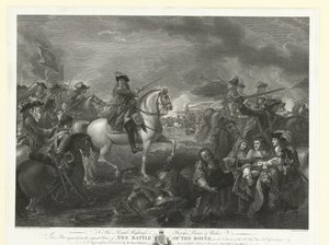 Kung William III i slaget vid Boyne, 1690 The Battle of the Boyne (titel på objekt) av John Hall