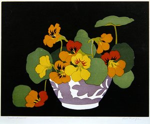Nasturtiums (träsnitt) av John Hall Thorpe
