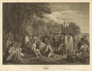 William Penns fördrag med indianerna av John Hall after Benjamin West
