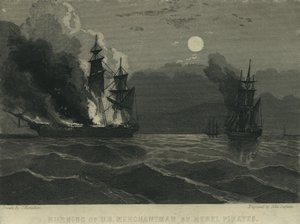 Burning of U.S. Merchantman av Rebel Pirates, 1865 av John Hamilton