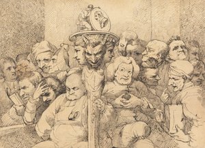 Litterära karaktärer samlade runt Shakespeares medaljong av John Hamilton Mortimer