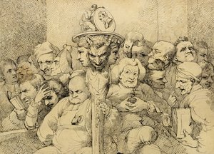 Litterära karaktärer samlade runt Shakespeares medaljong av John Hamilton Mortimer