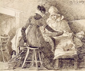 A Game of Backgammon, 19 januari 1809 (penna och bläck på papper) av John Harden