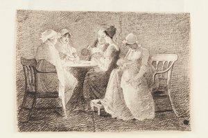 A Game of Cards (penna och bläck på papper)