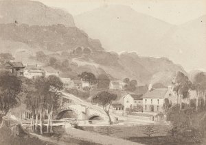 Brathay Bridge & Old Brathay, Wilaya ya Ziwa, Cumbria, 1820 (wc kwenye karatasi)swed av John Harden