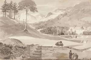 Brathay Field, Lake District, Cumbria, 1819 (wc på papper) av John Harden