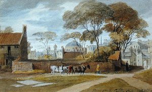 Calton Hill, Edinburgh - The Register House (akvarell på papper) av John Harden