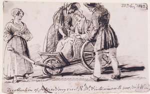 Dorothy Wordsworth (1771-1855) i en rullstol, 1842 (bläck på papper) av John Harden