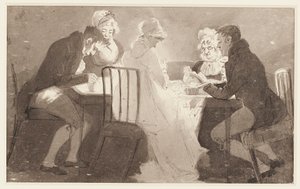 Grupp vid ett bord, 1806 (wc på papper) av John Harden
