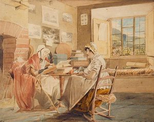 Interiör, Brathay Hall (akvarell på papper) av John Harden