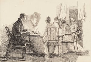 Interiör med sittande figurer, 1804-05 av John Harden