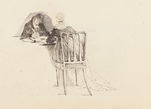Man och kvinna sitter vid ett bord, 1805