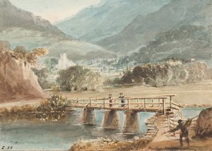 Old Miller Bridge, 1843 (wc på papper) av John Harden