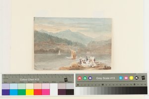 Picknick i Windermere med utsikt mot Brathay (wc på papper) av John Harden