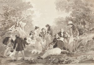 Picknick vid sjön, 1825 (wc på papper) av John Harden