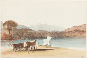 Picknick i skydd vid sjön Windermere, 1822 (wc på papper) av John Harden
