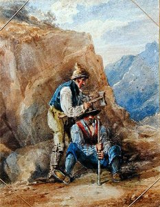 Quarry Workers (akvarell på papper) av John Harden
