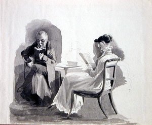 Läsning (penna och bläck på papper)