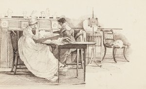 Läsning vid den öppna spisen, 1805