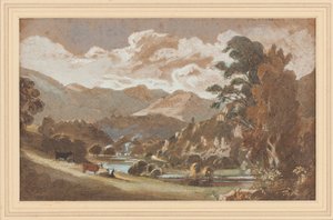 Skelwith, Lake District, Cumbria (wc på papper) av John Harden