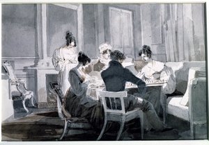 Brädspelet (penna- och bläcktvätt på papper) av John Harden