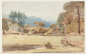 View to Langdale, Lake District, Cumbria, 1831 (wc på papper) av John Harden
