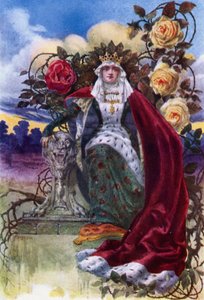 A Queen of Roses (färg litho) av John Harris Valda