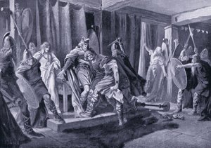Mordförsök på kung Edwin av Northumbria 626 e.Kr av John Harris Valda