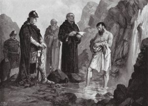 Boris I:s dop, 864 (litografi) av John Harris Valda