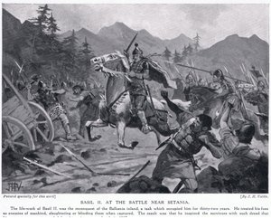 Basil II, vid strid nära Setania 1017AD av John Harris Valda
