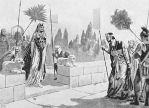 Kleopatra besöker Herodes, ca 33 f.Kr (litografi) av John Harris Valda