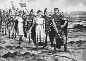 Konstantin drar upp gränserna för den nya huvudstaden (litografi) av John Harris Valda