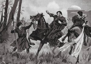 Sebastian I:s nederlag och död i slaget vid Alcazar (litografi) av John Harris Valda