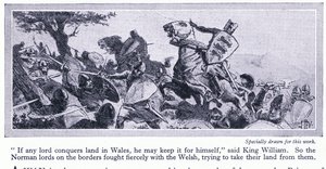 Om några herrar erövrar land i Wales, får han behålla det för sig själv, sade kung William, ca 1950 av John Harris Valda