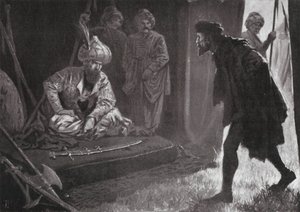 Intervju av en grekisk guvernör med Osman (litografi) av John Harris Valda