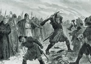 Kung Olav den helige bryter bilden av Guden Mor av John Harris Valda