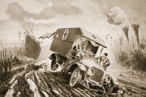 Menig Adams gick till hjälp av de sårade i en motorambulans som hade kört in i ett granathål under beskjutning av John Harris Valda
