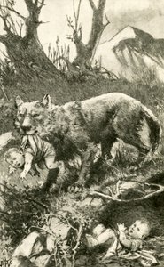 Romulus och Remus tas om hand av vargen av John Harris Valda