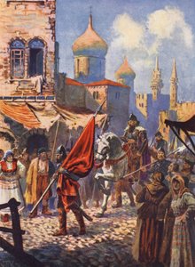 Ivan den förskräckliges återkomst till Moskva efter erövringen av Kazan (färglitografi) av John Harris Valda