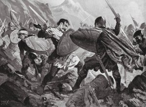 Tsar Michael Shishman av Bulgarien dödad i slaget vid Velbuzhd av John Harris Valda