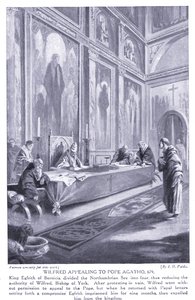 Wilfred vädjade till påven Agatho AD679, 1920-talet av John Harris Valda