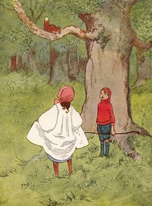 "En kär liten ekorre, med en lockig svans" (färg litho)