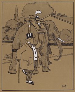 "Han kallade elefanten för ett dumt odjur, eller något" (färg litho) av John Hassall