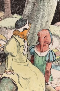 The Babes in the Wood, ca 1900 (akvarell, penna och bläck på papper) (detalj av 244428) av John Hassall